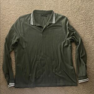 ASOS Green Polo Shirt with Striped Trim